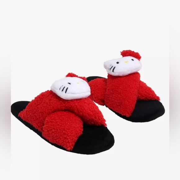 Hello Kitty Sanrio Plush Sherpa Slippers - NWT - Size 7/8 S/M - Picture 4 of 5